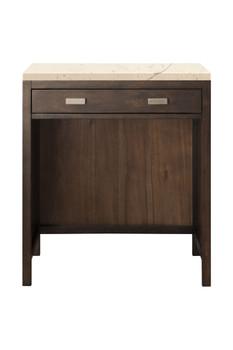 Addison 30" Free-standing Countertop Unit (makeup Counter), Mid Century Acacia W/ 3 Cm Eternal Marfil Quartz Top