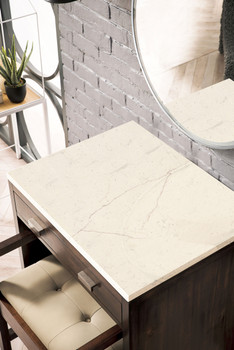 Addison 30" Free-standing Countertop Unit (makeup Counter), Mid Century Acacia W/ 3 Cm Eternal Marfil Quartz Top