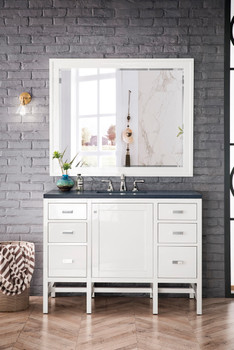 Addison 48" Single Vanity Cabinet, Glossy White, W/ 3 Cm Charcoal Soapstone Quartz Top