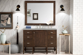 Addison 48" Single Vanity Cabinet, Mid Century Acacia, W/ 3 Cm Eternal Serena Quartz Top