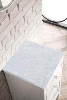 Athens 15" Cabinet W/ Drawers & Door, Glossy White W/ 3 Cm Carrara Marble Top - E645-B15R-GW-3CAR