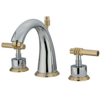 Kingston Brass KS2964ML Milano Widespread Bathroom Faucet, Polished Chrome/Polished Brass