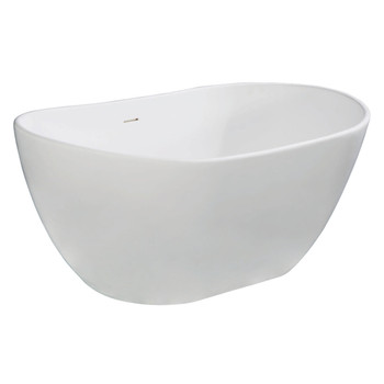 Aqua Eden VRTRS573224 Arcticstone 57-Inch Solid Surface White Stone Freestanding Tub with Drain, Matte White