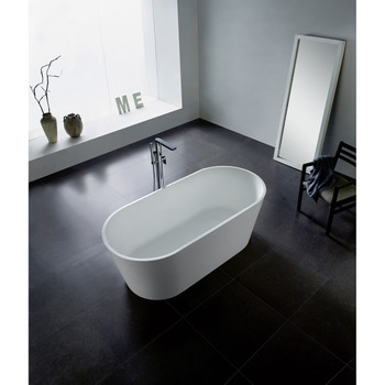 Aqua Eden VRTRS673123 Arcticstone 67-Inch Solid Surface White Stone Freestanding Tub with Drain, Matte White