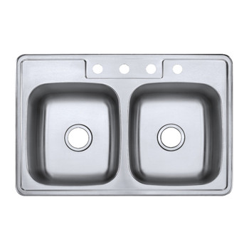 Gourmetier GKTD33228 Drop-in Double Bowl Kitchen Sink, Brushed