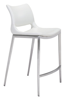 Ace Counter Chair (set Of 2) White & Silver