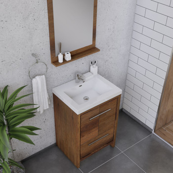 Sortino 24 Inch Modern Bathroom Vanity, Rosewood
