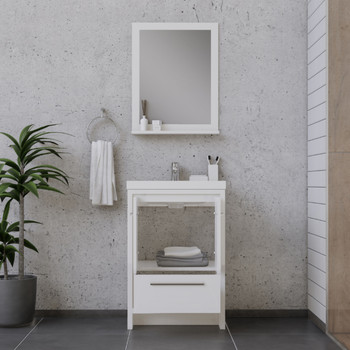 Sortino 24 Inch Modern Bathroom Vanity, White