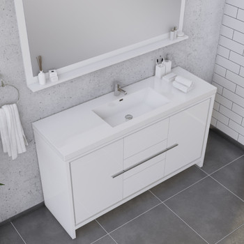 Sortino 60 Single Inch Modern Bathroom Vanity, White