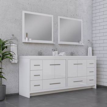 Sortino 84 Inch Modern Bathroom Vanity, White