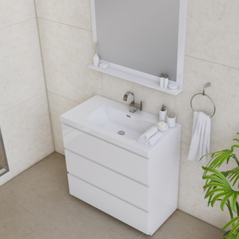 Paterno 36 Inch Modern Freestanding Bathroom Vanity, White