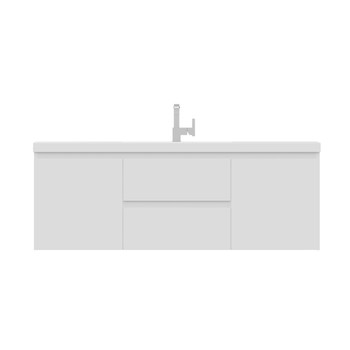 Paterno 60 Inch Single Modern Wall Mounted Bathroom Vanity, White