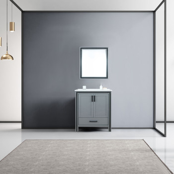 Ziva 30" Dark Grey Single Vanity, Cultured Marble Top, White Square Sink And 28" Mirror