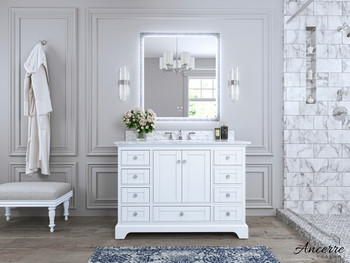 Audrey 48 In. Bath Vanity Set In White - VTS-AUDREY-48-W-CW