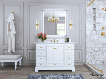 Audrey 48 In. Bath Vanity Set In White - VTS-AUDREY-48-W-CW-GD