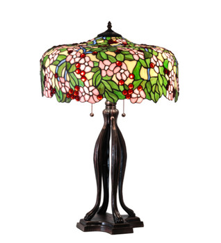 Meyda 30" High Tiffany Cherry Blossom Table Lamp