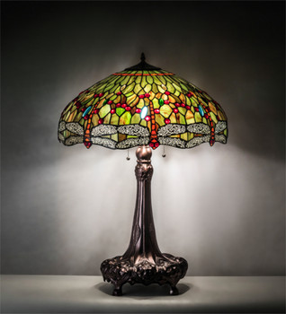 Meyda 31" High Tiffany Hanginghead Dragonfly Table Lamp - 129745