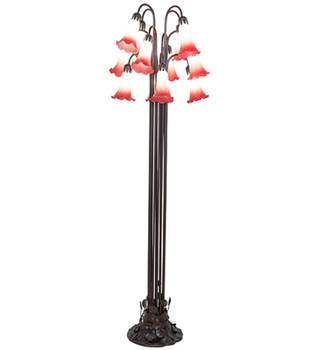 Meyda 63" High Pink Tiffany Pond Lily 12 Light Floor Lamp