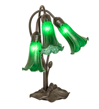 Meyda 16" High Green Tiffany Pond Lily 3 Light Accent Lamp