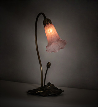 Meyda 16" High Pink Tiffany Pond Lily Accent Lamp