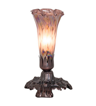 Meyda 7" High Purple Iridescent Tiffany Pond Lily Mini Lamp