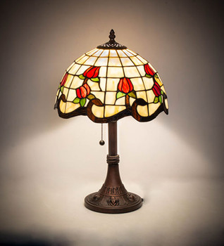 Meyda 19" High Roseborder Table Lamp