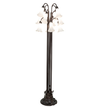 Meyda 63" High White Tiffany Pond Lily 12 Lt Floor Lamp