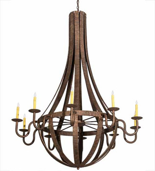 Meyda 54" Wide Barrel Stave Metallo 10 Light Chandelier