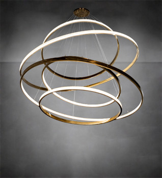 Meyda 84" Wide Anillo 5 Ring Cascading Chandelier