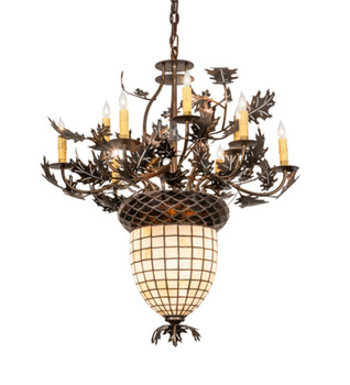 Meyda 34" Wide Oak Leaf & Acorn 9 Light Chandelier