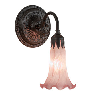 Meyda 5.5" Wide Pink Tiffany Pond Lily Wall Sconce - 227736