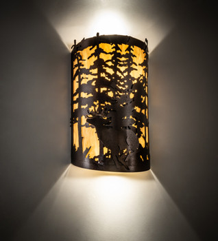 Meyda 12" Wide Tall Pines Deer Wall Sconce - 229318