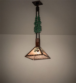 Meyda 12" Square Winter Pine Tall Pines Pendant - 229402