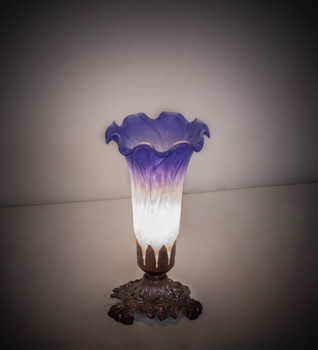 Meyda 8" High Blue/white Pond Lily Victorian Mini Lamp