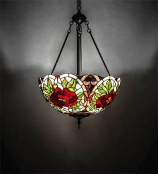 Meyda 20" Wide Renaissance Rose Inverted Pendant