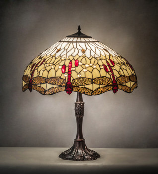 Meyda 26" High Tiffany Hanginghead Dragonfly Table Lamp - 232803