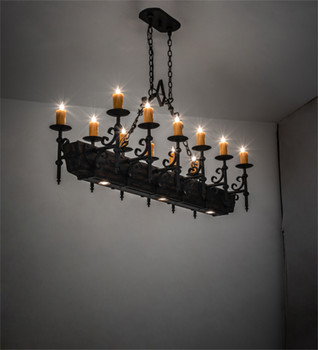 Meyda 60" Long Tudor 12 Light Oblong Chandelier