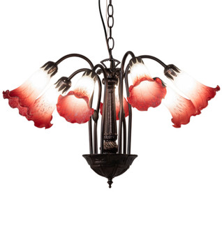 Meyda 24" Wide Tiffany Pond Lily 7 Light Chandelier