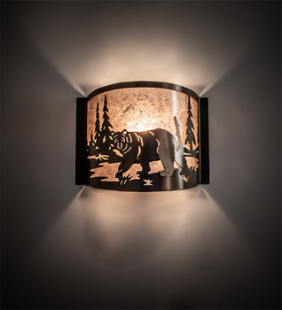 Meyda 12" Wide Bear At Lake Left Wall Sconce