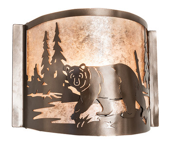 Meyda 12" Wide Bear At Lake Left Wall Sconce