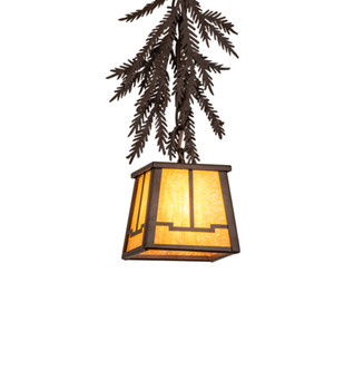 Meyda 5.5" Square Pine Branch Valley View Mini Pendant