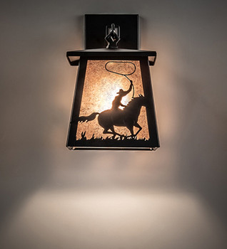 Meyda 7" Wide Cowboy & Steer Hanging Wall Sconce