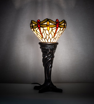 Meyda 15" High Tiffany Hanginghead Dragonfly Mini Lamp