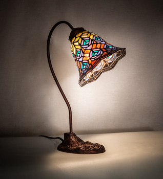 Meyda 18" High Tiffany Peacock Feather Desk Lamp