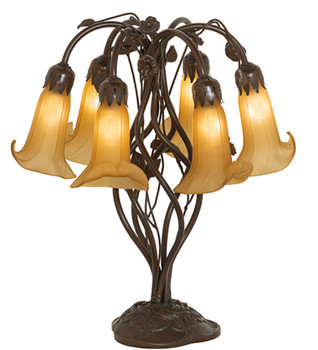 Meyda 19" High Amber Tiffany Pond Lily 6 Light Table Lamp