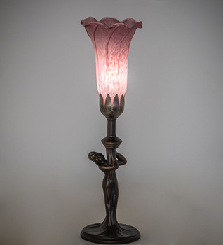 Meyda 15" High Lavender Tiffany Pond Lily Nouveau Lady Accent Lamp