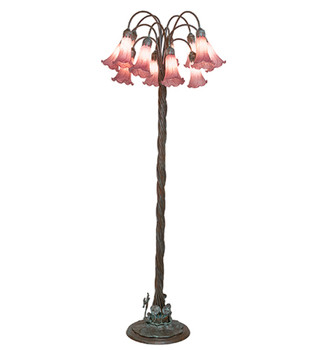 Meyda 61" High Lavender Tiffany Pond Lily 12 Light Floor Lamp