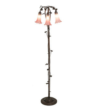 Meyda 58" High Pink Tiffany Pond Lily 3 Light Floor Lamp