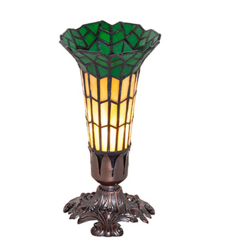 Meyda 8" High Stained Glass Pond Lily Victorian Accent Lamp - 20230