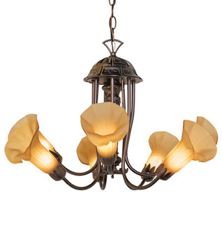 Meyda 24" Wide Amber Tiffany Pond Lily 7 Light Chandelier - 251588